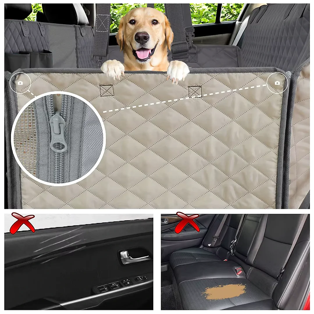 Dog Seat Cover for Back Seat, Waterproof Dog Car Hammock for Trucks & SUVs, Rear Seat Protector in Standard & XL Sizes, Black