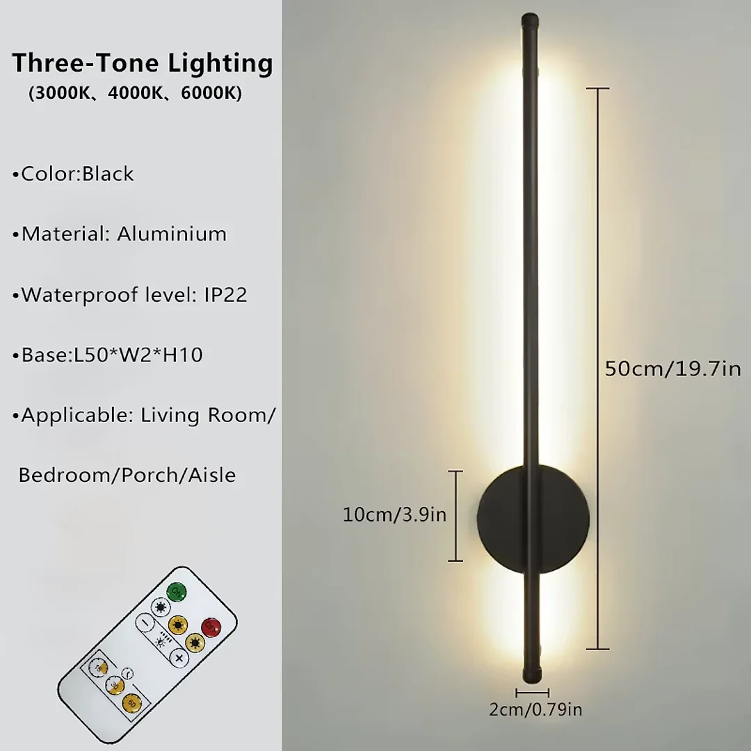 Magnetic Rechargeable Wall Lamp, 20 Inch Battery Operated LED Wall Sconce, Wire-Free Dimmable Linear Wall Light for Hallway & Bedroom