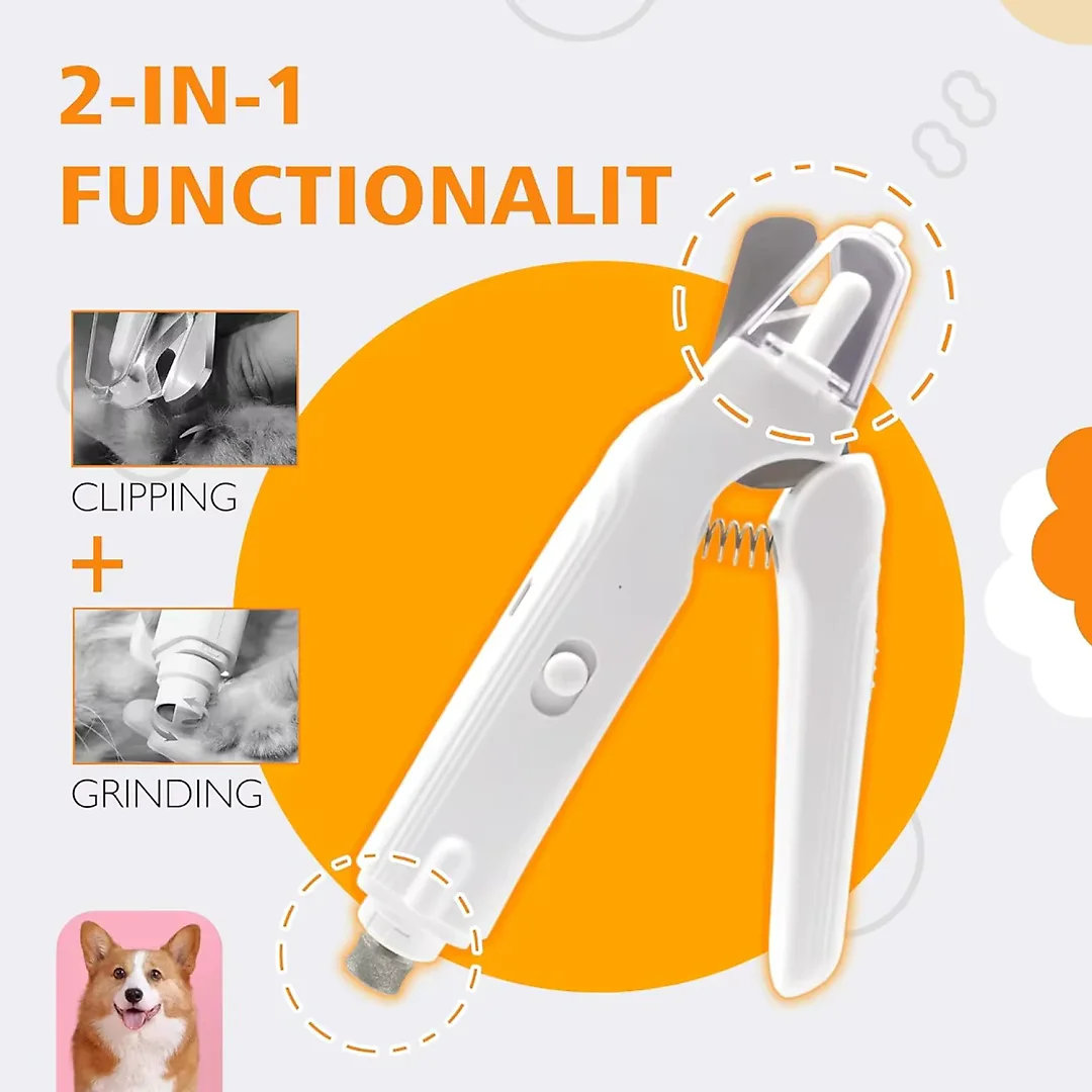 Quiet Dog Nail Grinder with 2 LED Lights, Rechargeable Dog Nail Trimmer for Small, Medium & Large Dogs and Cats