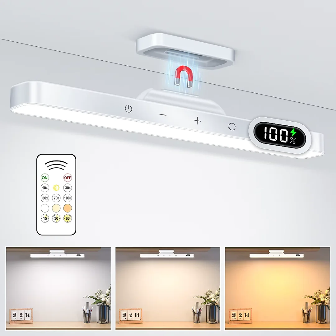 Rechargeable LED Light Bar, Dimmable 2500mAh Under Cabinet & Vanity Makeup Light with 3 Color Temperatures, Touch or Remote Control