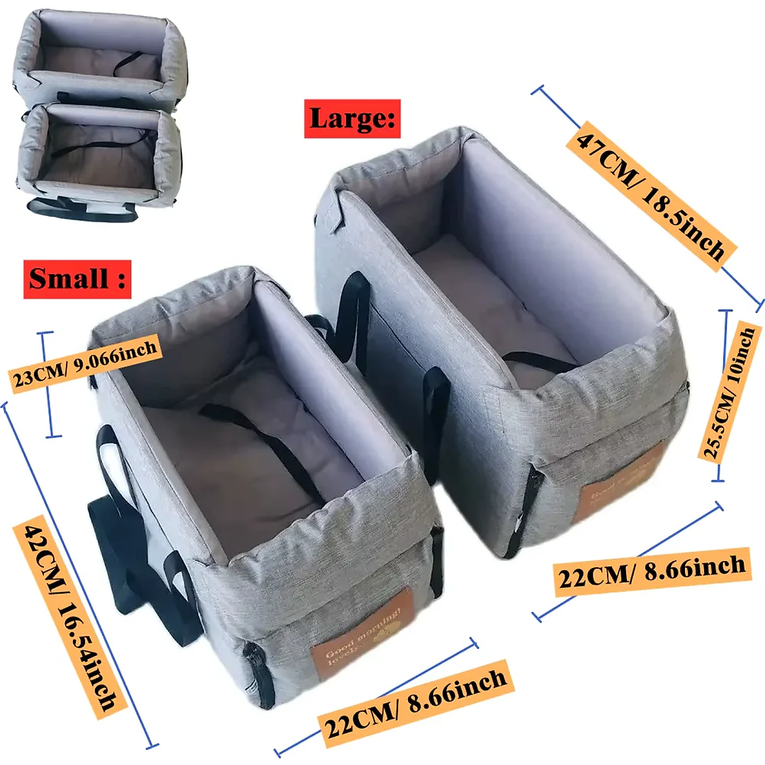 Dog Car Seat for Small Dogs, Center Console Booster Seat with Safety Tether, Portable Pet Car Seat & Carrier for Small Dogs & Cats