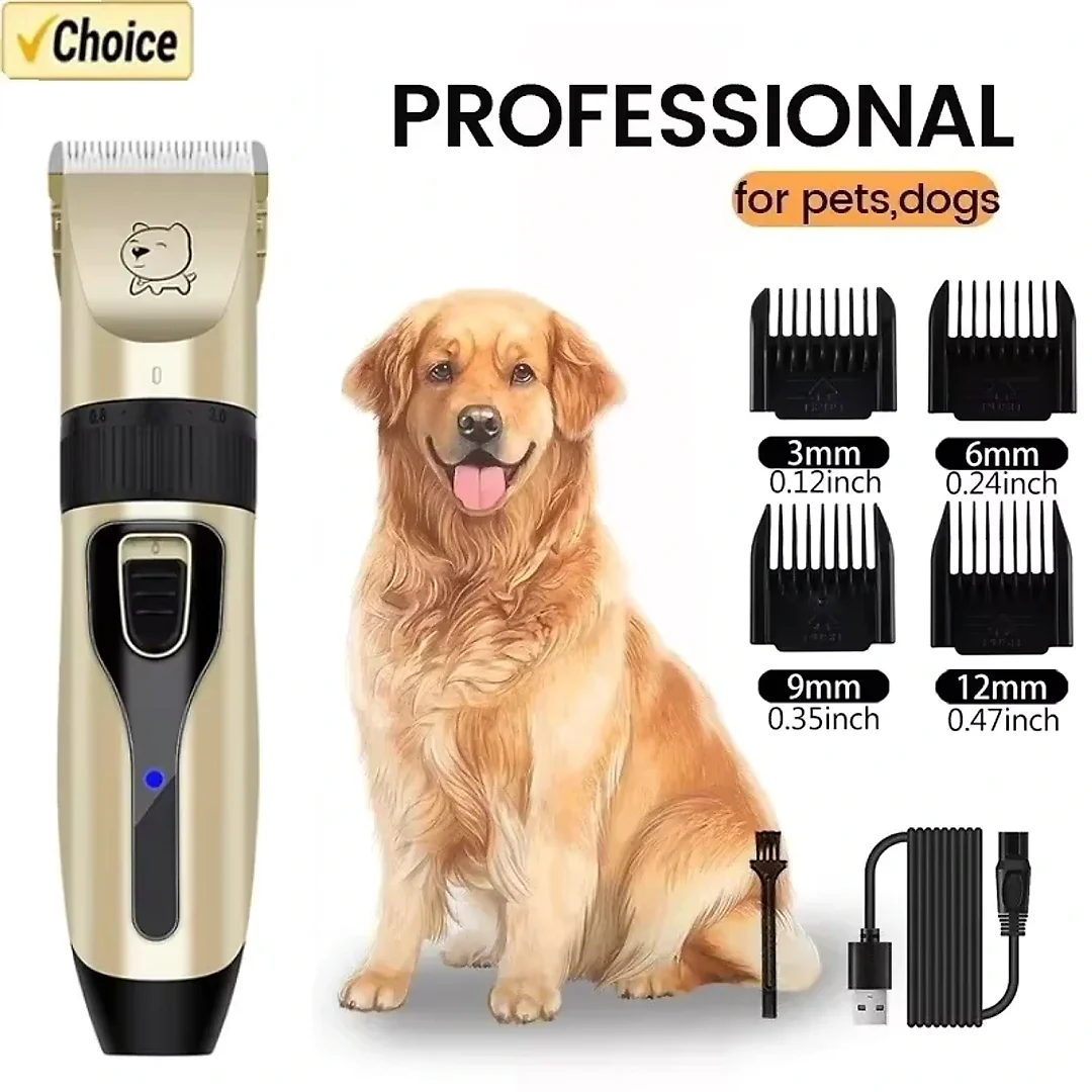 Dog Clippers Cordless, USB Rechargeable Dog Hair Clippers with Guide Combs, Quiet Pet Grooming Trimmer for Dogs & Cats