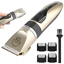 Dog Clippers for Grooming, Cordless Rechargeable Low-Noise Pet Hair Trimmer with Guide Combs for Dogs & Cats, Gold
