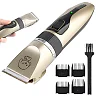 Dog Clippers for Grooming, Cordless Rechargeable Low-Noise Pet Hair Trimmer with Guide Combs for Dogs & Cats, Gold