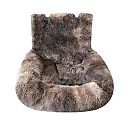 Dog Car Seat Bed for Back Seat, Plush Washable Fleece Pet Car Bed with Removable Cover for Medium & Large Dogs