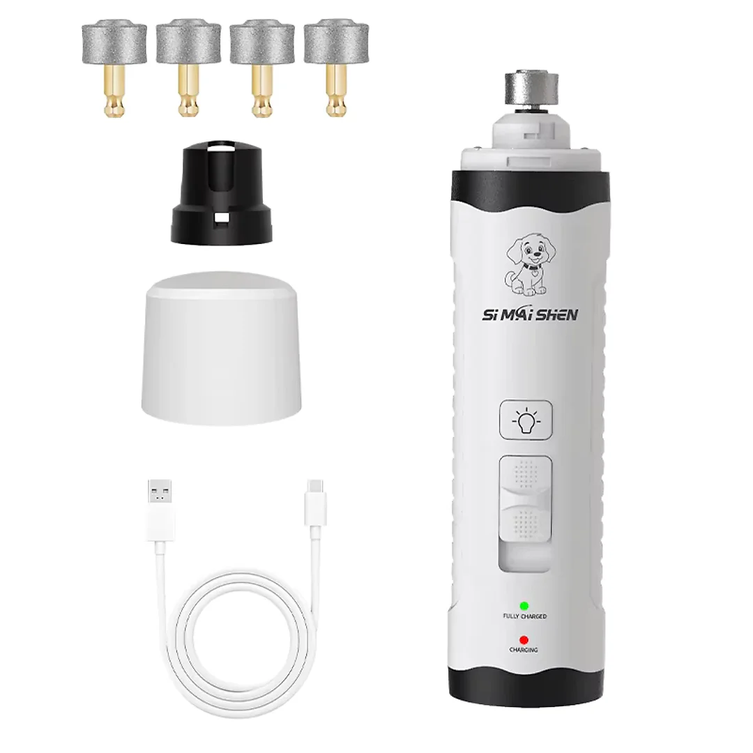 Dog Nail Grinder Kit with LED Light, Quiet Rechargeable Dog Nail Trimmer with Extra Grinding Heads for Dogs & Cats