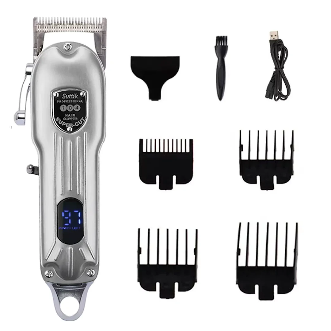 Professional Dog Clippers, All-Metal Cordless Rechargeable Dog Grooming Clippers with Digital Display & Guide Combs, Low Noise