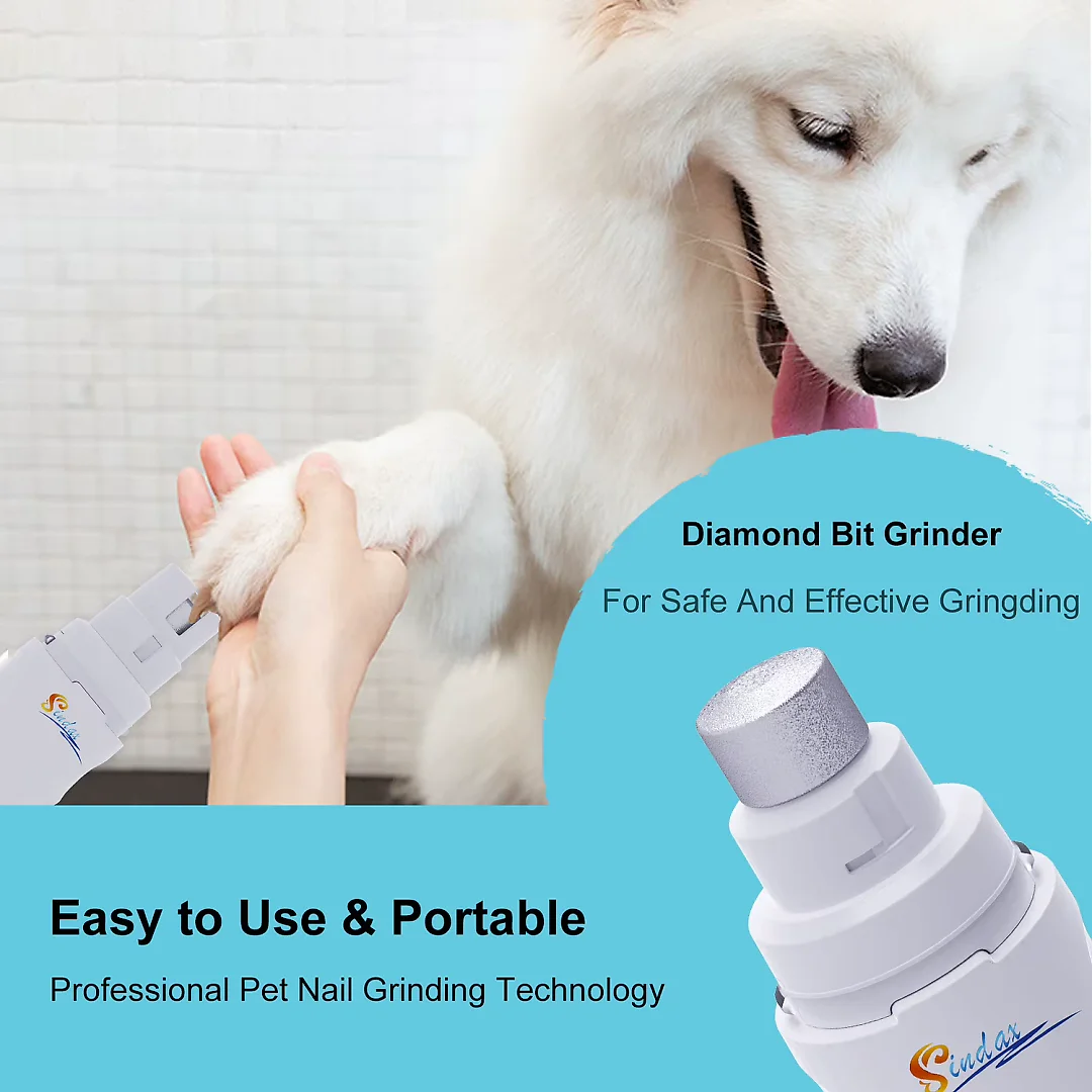 Dog Nail Grinder Rechargeable, Quiet 2-Speed Electric Dog Nail Trimmer for Small, Medium & Large Dogs, Gentle Paw Grooming
