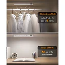 Under Cabinet Lighting Wireless, Rechargeable 60 LED Motion Sensor Closet Light Bars with Battery Display & Touch Control, Cool White