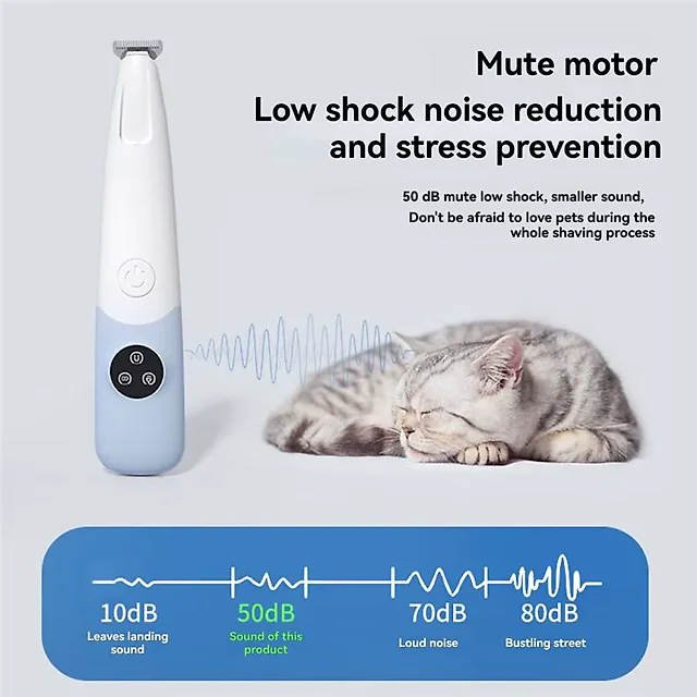 Cat Hair Trimmer Low Noise, Cordless Pet Clippers for Cats & Small Dogs, Gentle Electric Shaver for Paws & Face, Pastel Colors