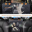 Dog Car Hammock with Mesh Window, Waterproof Dog Seat Cover for Back Seat with Side Flaps & Zippers for Cars, Trucks & SUVs