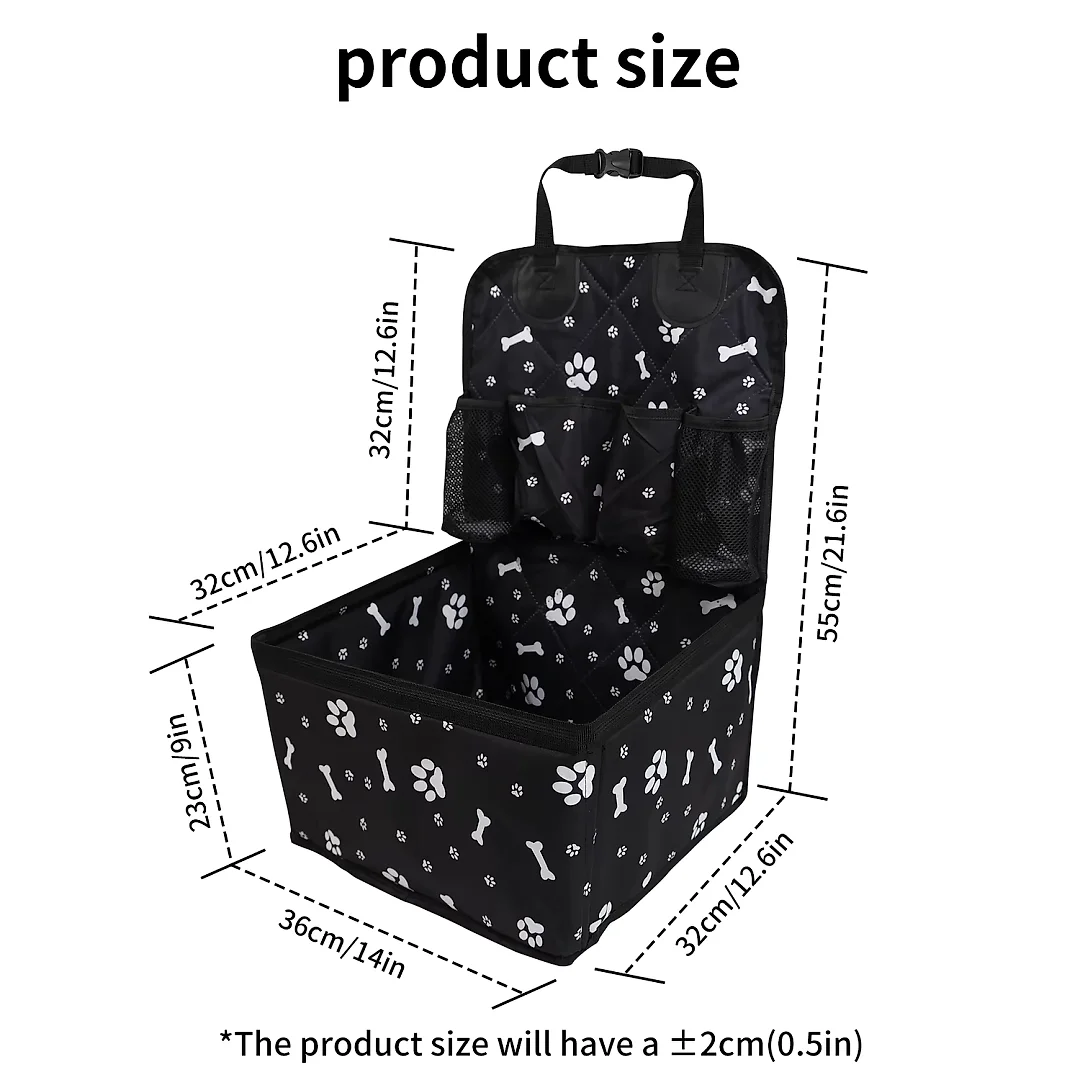 Dog Car Seat for Small & Medium Dogs, Waterproof Pet Booster Seat with Storage Pockets, Non-Slip Portable Travel Bed for Back Seat