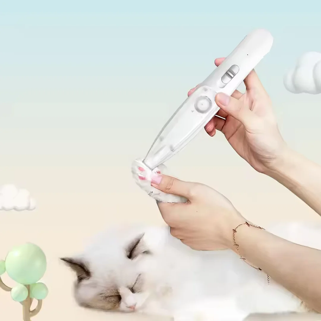 Dog Paw Trimmer with Hair Suction, 2-in-1 Rechargeable Pet Trimmer for Paws, Ears & Face, Low-Noise & Mess-Free Grooming