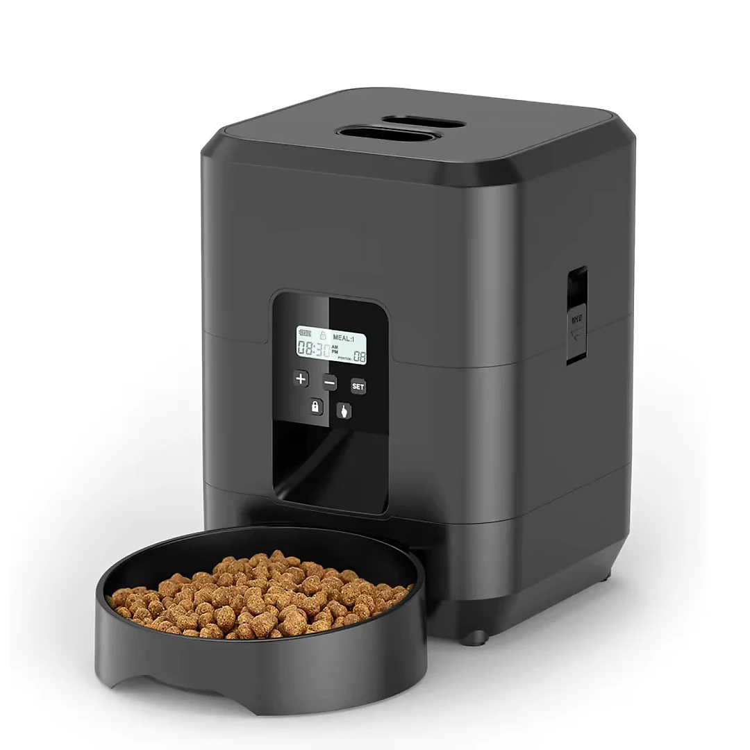 Automatic Cat Feeder with Timer, Programmable Pet Food Dispenser with LCD Display for Cats & Dogs, Wi-Fi App or Button Control