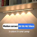Rechargeable Under Cabinet Lights 2-Pack, Wireless Motion Sensor LED Light Bars with 3 Color Modes for Kitchen, Closet & Stairs
