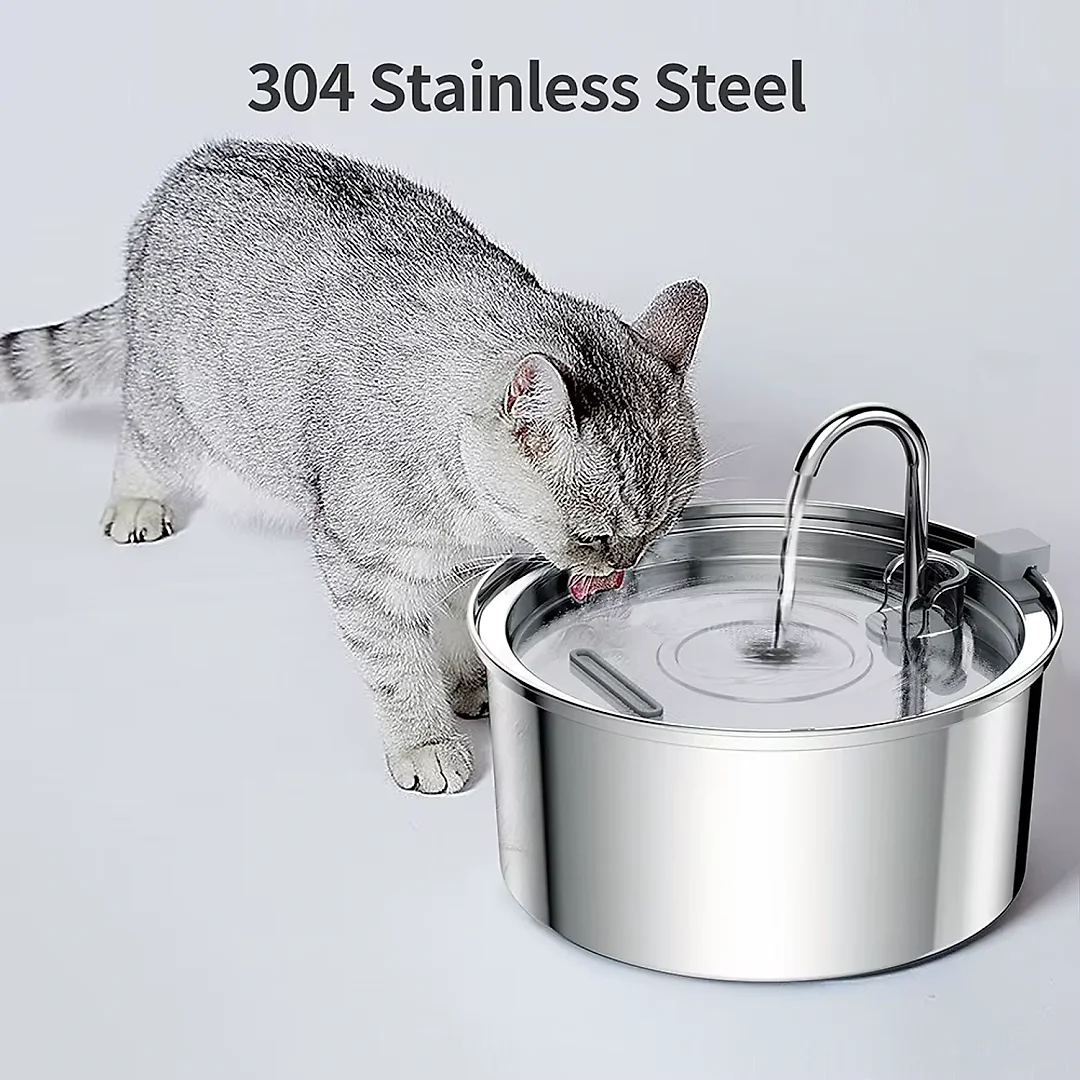 Stainless Steel Pet Water Fountain with Faucet, Quiet USB Cat & Dog Water Fountain, Optional Filter Kit & Motion Sensor