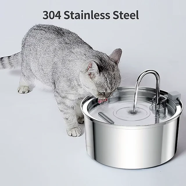Stainless Steel Pet Water Fountain with Faucet, Quiet USB Cat & Dog Water Fountain, Optional Filter Kit & Motion Sensor