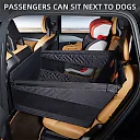 Dog Car Bed for Back Seat, Waterproof Dog Hammock Extender with Nest-Style Sides & Mesh Pocket, Scratchproof Seat Cover