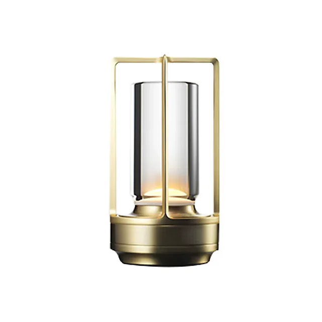 Crystal Lantern Lamp, Aluminum Cordless Table Lamp with 2000mAh Rechargeable Battery, LED Touch Dimming for Restaurant, Patio & Camping