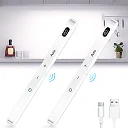 Under Cabinet Lighting Wireless, Rechargeable 60 LED Motion Sensor Closet Light Bars with Battery Display & Touch Control, Cool White
