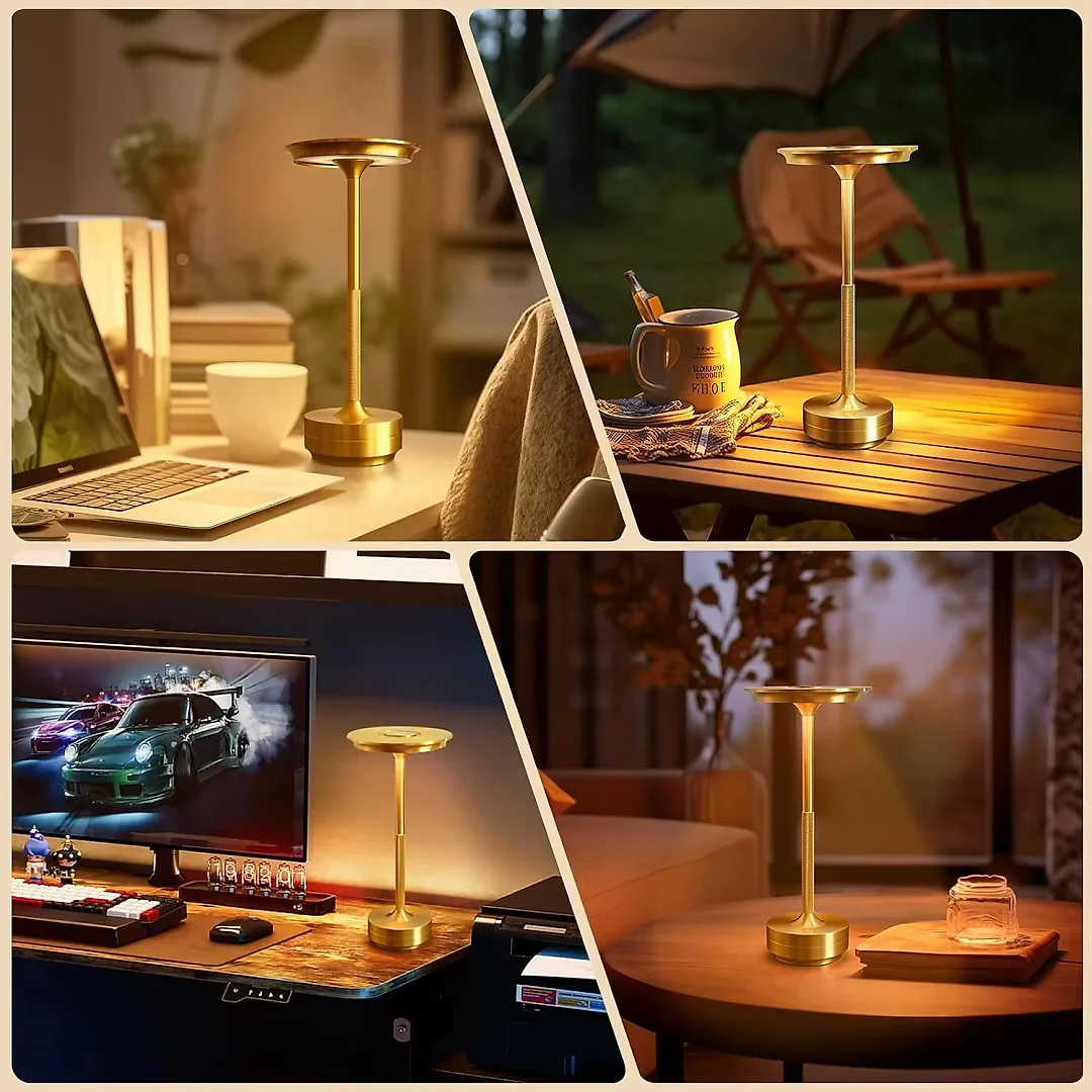 Cordless LED Table Lamp, Rechargeable USB-C Touch Lamp with Dimmable Light, Battery Operated Bedside & Dining Lamp