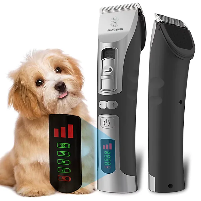 Professional Dog Clippers for Thick Coats, High-Power Cordless Dog Grooming Clippers with Detachable Blade & Digital Display