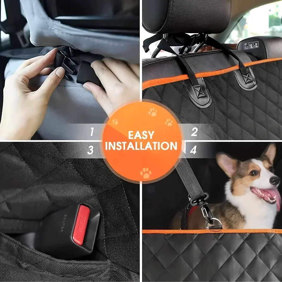 Dog Seat Cover for Back Seat, Waterproof Dog Hammock for Car, Scratch-Resistant Rear Seat Protector for Cars, Trucks & SUVs