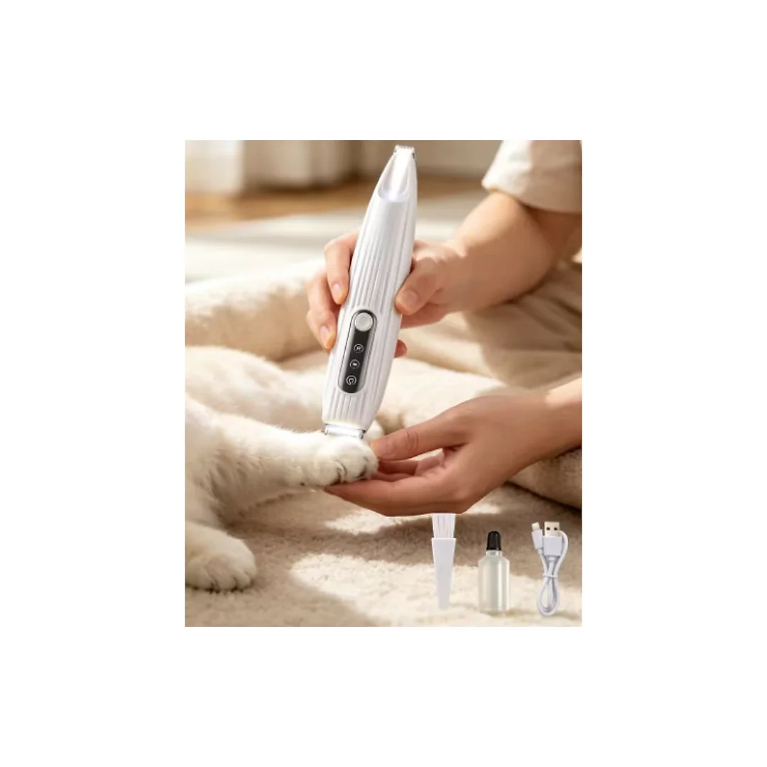 Dog Paw Trimmer with LED Light, Cordless Low-Noise Dog Trimmer for Paws, Face & Ears, Rechargeable Water-Resistant Pet Clipper