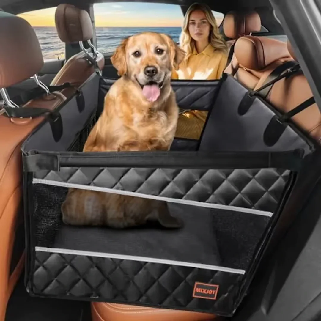 Back Seat Extender for Dogs, Waterproof Dog Car Hammock Platform with Non-Slip Suction Cups for Medium & Large Dogs, Universal Fit
