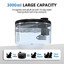 Cordless Cat Water Fountain 3L, 4000mAh Battery Pet Fountain with Motion Sensor & Stainless Steel Tray, Ultra-Quiet, Black