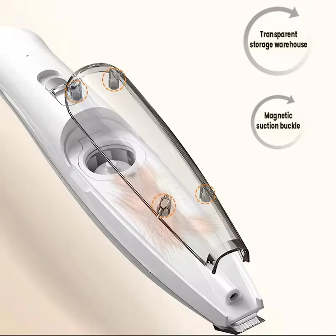 Dog Paw Trimmer with Hair Suction, 2-in-1 Rechargeable Pet Trimmer for Paws, Ears & Face, Low-Noise & Mess-Free Grooming