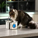 Cat Water Fountain Stainless Steel 3.2L, Pet Water Fountain for Cats & Dogs with Water Level Window, Filter Kit & Optional Motion Sensor