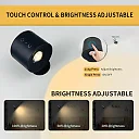 Double Head Wall Reading Light, Rechargeable Battery Operated LED Wall Sconce with Remote & Touch, 360 Degree Rotating Bedside Lamp