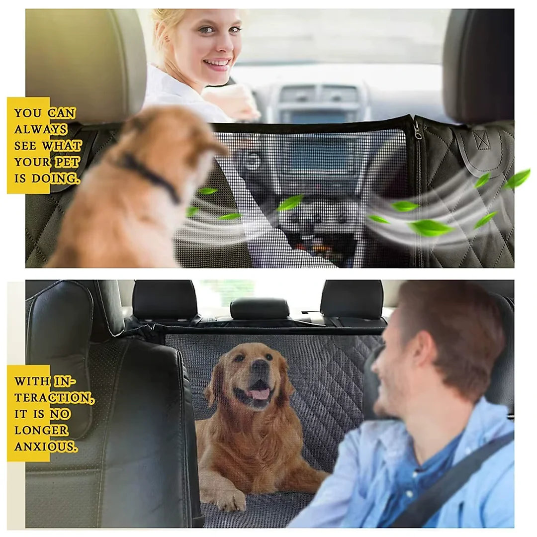Dog Seat Cover with Mesh Window, Waterproof Scratchproof Back Seat Hammock, Anti-Slip Dog Car Seat Cover for Cars & SUVs