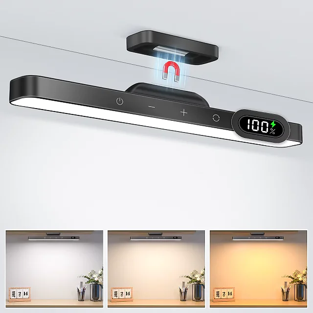 Rechargeable LED Light Bar, Dimmable 2500mAh Under Cabinet & Vanity Makeup Light with 3 Color Temperatures, Touch or Remote Control