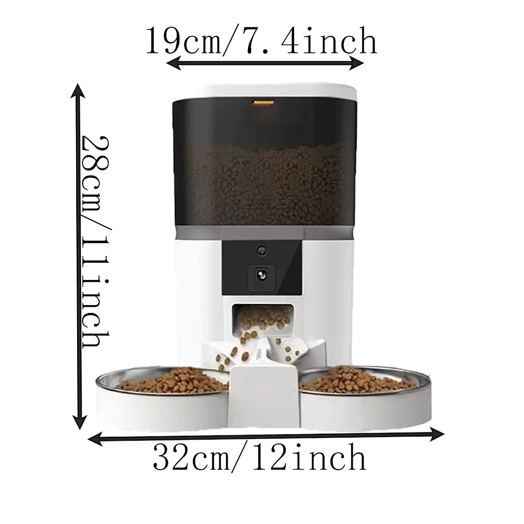 Automatic Cat Feeder with Camera, 4L Smart Pet Feeder with HD Video, App Remote Feeding & Stainless Steel Bowl, White