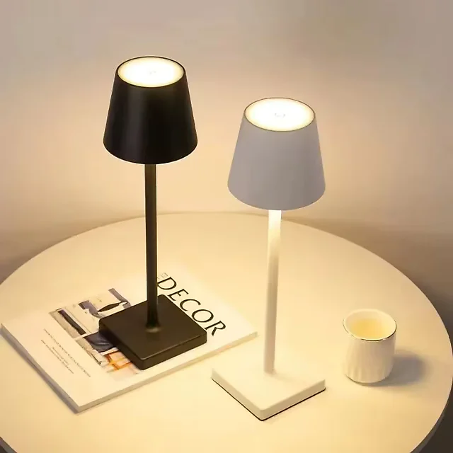 Cordless Table Lamp, Rechargeable LED Touch Lamp with USB-C & 3 Brightness Levels, Battery Operated Bedside & Dining Table Lamp