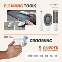 Dog Grooming Vacuum Kit, 2.5L Pet Grooming Vacuum with 3 Suction Modes & 5 Tools incl. Clipper, Low-Noise Dog Hair Vacuum, White