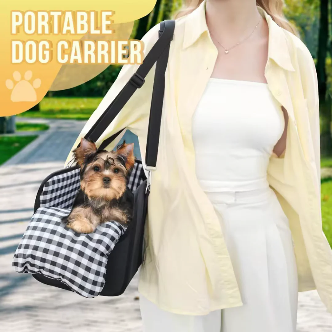Dog Car Seat for Small Dogs, Center Console Dog Seat with Safety Leash, Soft Cushion & Adjustable Straps, Portable Pet Booster, Black
