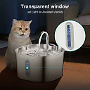 Cat Water Fountain Stainless Steel 2.2L, Motion Sensor Pet Water Fountain for Cats & Dogs with Water Level Window & 4 Filters