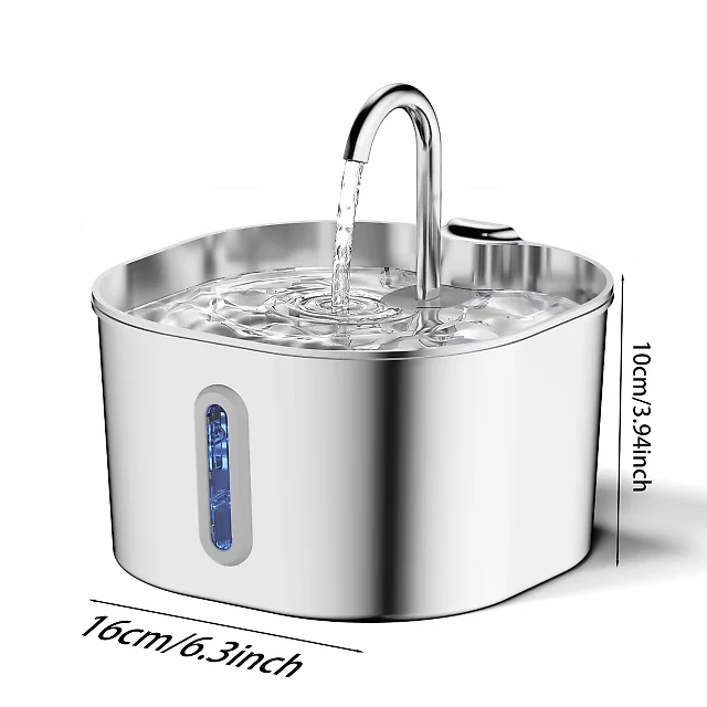 Cat Water Fountain Stainless Steel 2.2L, Motion Sensor Pet Water Fountain for Cats & Dogs with Water Level Window & 4 Filters