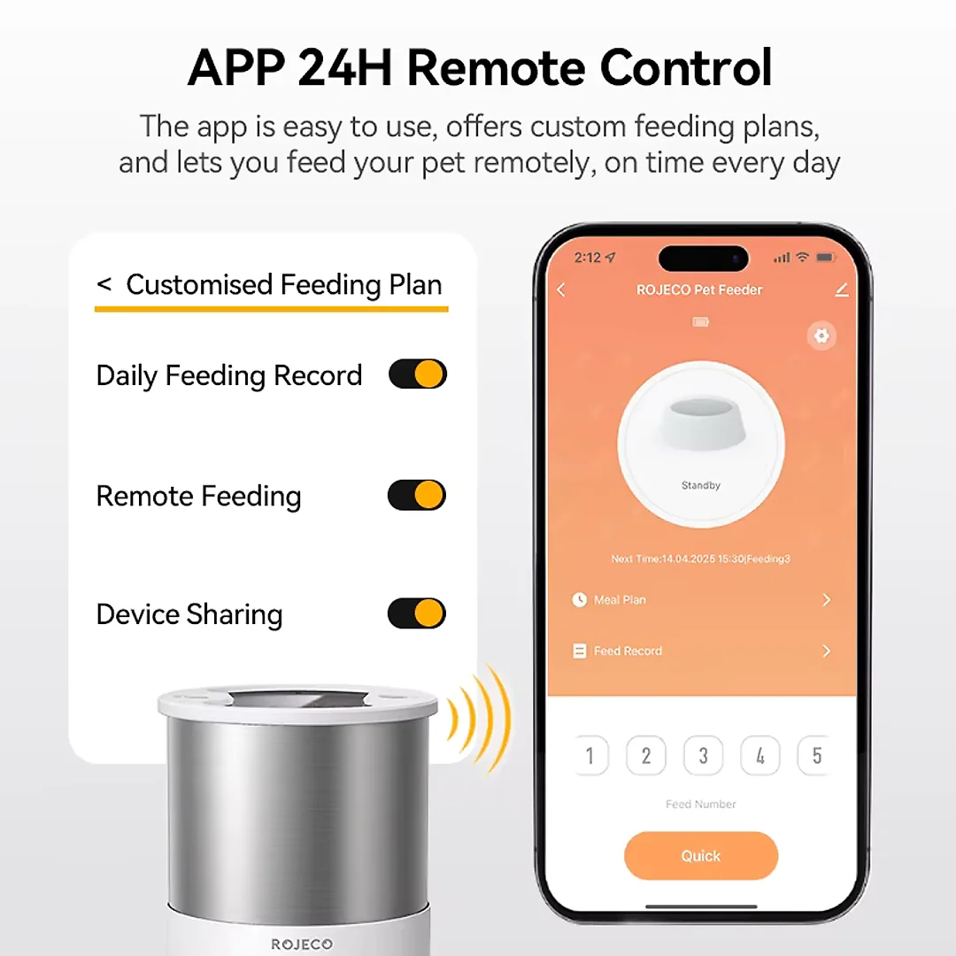 Automatic Cat Feeder Stainless Steel 4.5L, Wi-Fi Smart Pet Feeder with App Scheduling & Voice Recorder for Cats & Dogs