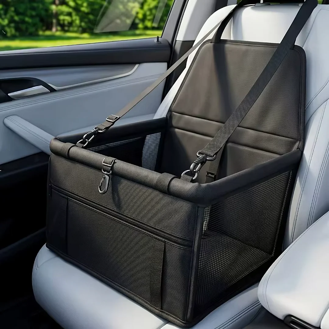 Dog Booster Seat for Car, Oxford Pet Car Seat for Small Dogs & Cats with Breathable Mesh & Adjustable Safety Straps, Black
