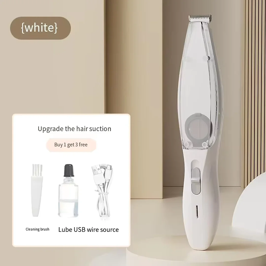 Dog Paw Trimmer with Hair Suction, 2-in-1 Rechargeable Pet Trimmer for Paws, Ears & Face, Low-Noise & Mess-Free Grooming