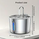 Cat Fountain Stainless Steel 2.2L, Pet Water Fountain with Water Level Window for Cats & Small Dogs, Optional Motion Sensor