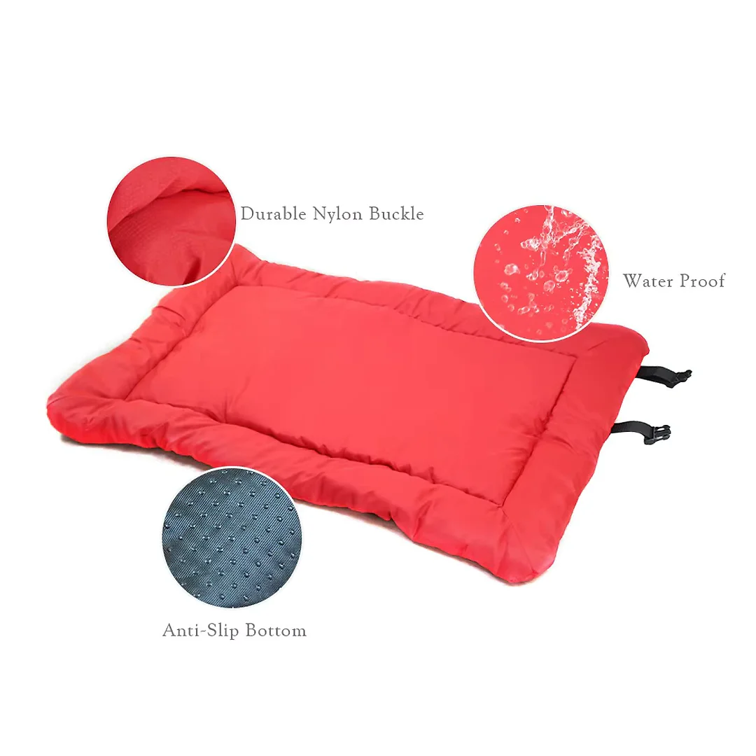 Waterproof Dog Travel Mat, Foldable Car Seat Cushion & Portable Dog Bed, Non-Slip Roll-Up Pad with Carry Handle, 35 x 24 in, Gray