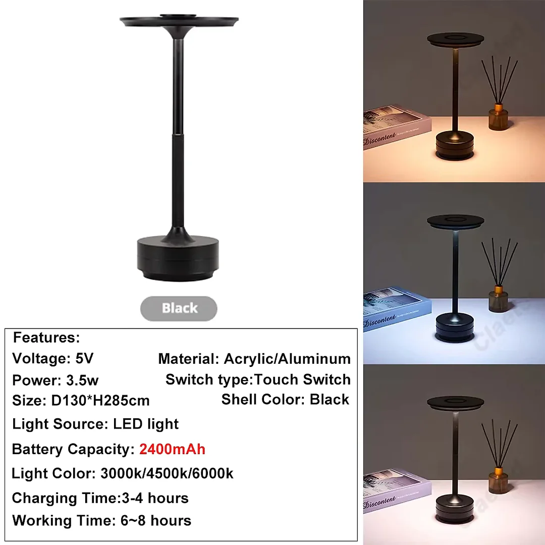 Cordless Lantern Table Lamp, Rechargeable LED Touch Lamp in Lantern or Slim Dome Style, Dimmable Battery Operated Lamp for Restaurant & Bedroom