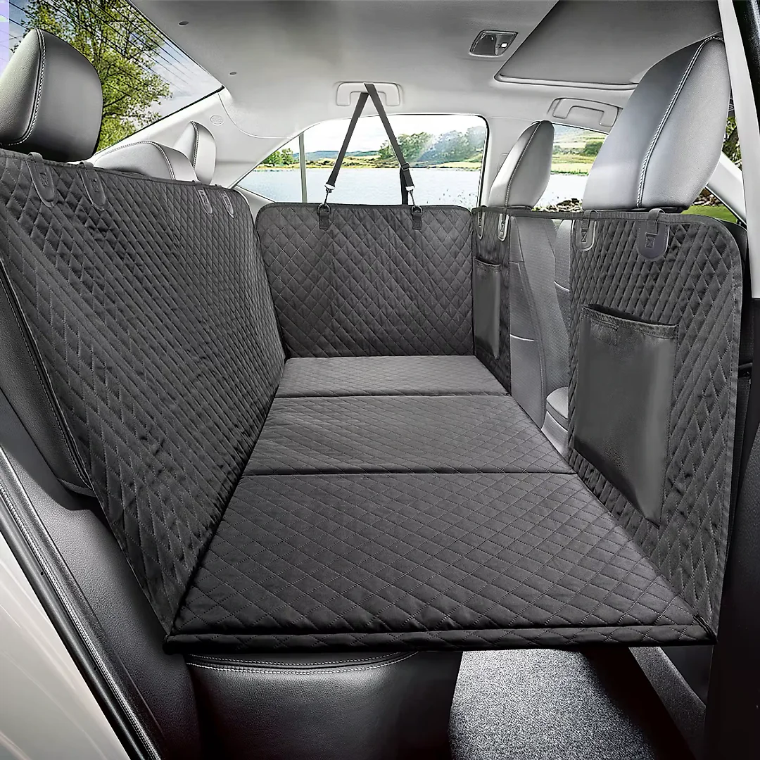 Hard Bottom Dog Seat Cover, Back Seat Extender for Large Dogs, Waterproof Detachable Car Platform for Cars & SUVs, 50 x 24 in
