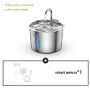 Cat Fountain Stainless Steel 2.2L, Pet Water Fountain with Water Level Window for Cats & Small Dogs, Optional Motion Sensor