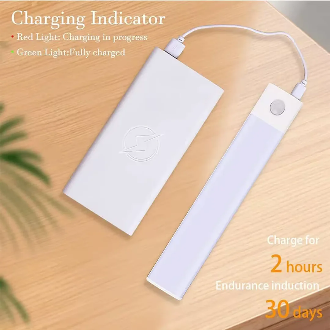 Ultra Slim Under Cabinet Lighting, Battery Operated Rechargeable Motion Sensor LED Bar with Magnetic Mount, 3 Colors & Dimming, USB-C